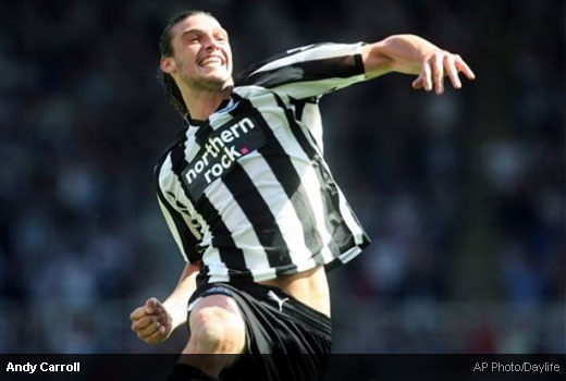 Andy Carroll celebrates his goal for Newcastle United against Aston Villa