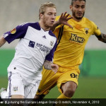 Jonathan Legear (L) during the Europa League Group G soccer match, November 4, 2010 Jonathan Legear (L) during the Europa League Group G soccer match, November 4, 2010