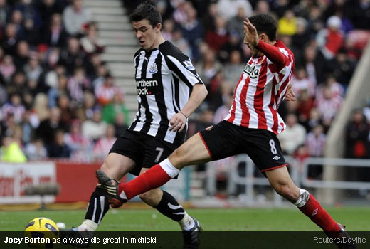 Joey Barton commanding the Toon midfield