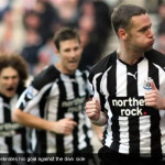 Kevin Nolan celebrates his goal against the dark side Kevin Nolan celebrates his goal against the dark side