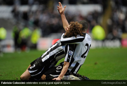 Fabricio Coloccini celebrates the goal against Tottenham Hotspur