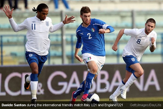 Davide Santon during the international friendly match Italy U21 and England U21 [Magpies Zone/GettyImages/DayLife]