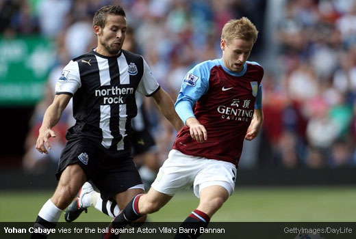 Yohan Cabaye vies for the ball against Aston Villa's Barry Bannan [Magpies Zone/GettyImages/DayLife]