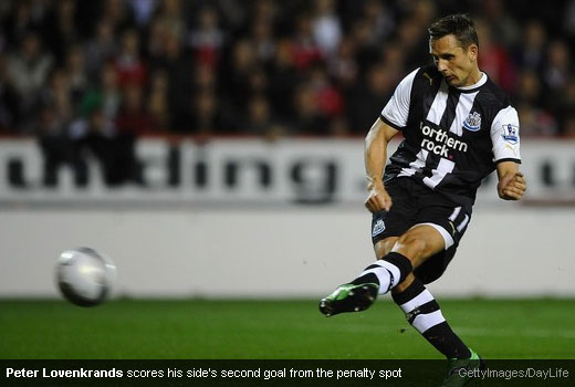 Peter Lovenkrands scores his side's second goal from the penalty spot [MagpiesZone/GettyImages/DayLife]