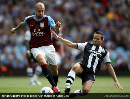 Yohan Cabaye tries to tackle Alan Hutton of Aston Villa [Magpies Zone/GettyImages/DayLife]