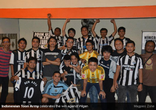 Indonesian Toon Army celebrates the win against Wigan [MagpiesZone]