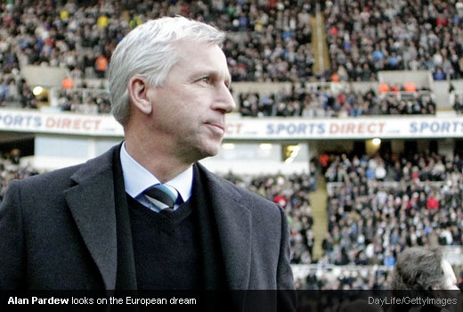 Alan Pardew looks on the European dream