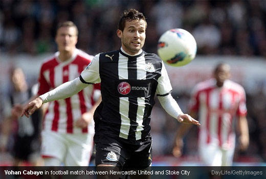 Yohan Cabaye in football match between Newcastle United and Stoke City