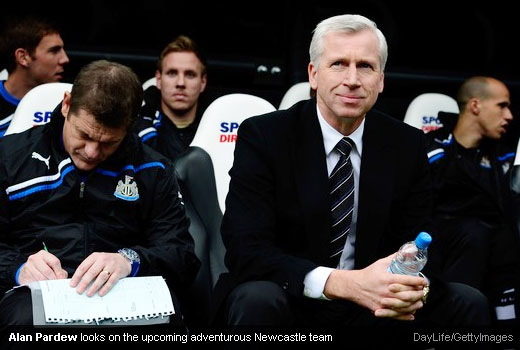 Alan Pardew looks on the upcoming adventurous Newcastle team