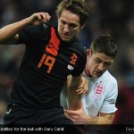 Luuk de Jong battles for the ball with Gary Cahill Luuk de Jong battles for the ball with Gary Cahill