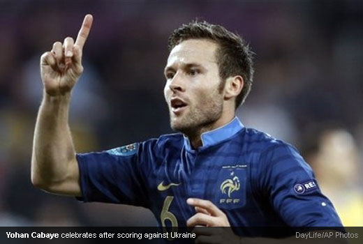 Yohan Cabaye celebrates after scoring against Ukraine