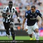 Cheick Tiote competes for the ball with Aaron Lennon Cheick Tiote competes for the ball with Aaron Lennon