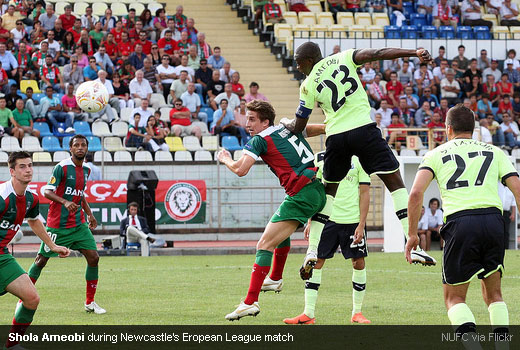 Shola Ameobi during Newcastle’s Europa League match against C.S Maritimo