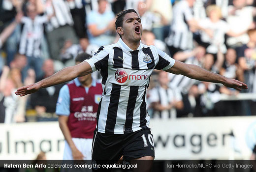 Hatem Ben Arfa celebrates scoring the equalizing goal