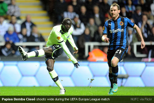 Papiss Demba Cissé shoots wide during the UEFA Europa League match