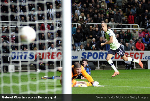 Gabriel Obertan scores the only goal for Newcastle in Europa League against FC Brugge