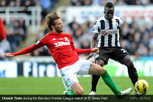 Cheick Tiote during the Barclays Premier League match at St James Park Cheick Tiote during the Barclays Premier League match at St James Park
