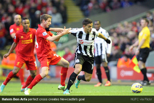 Hatem Ben Arfa perfect cross creates Newcastle’s goal