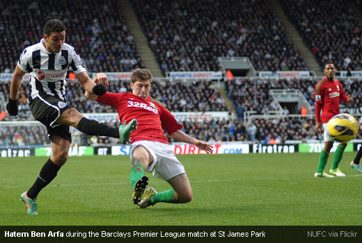 Hatem Ben Arfa during the Barclays Premier League match at St James Park Hatem Ben Arfa during the Barclays Premier League match at St James Park