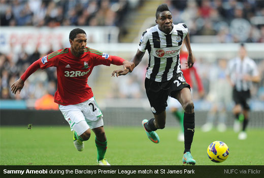 Sammy Ameobi during the Barclays Premier League match at St James Park
