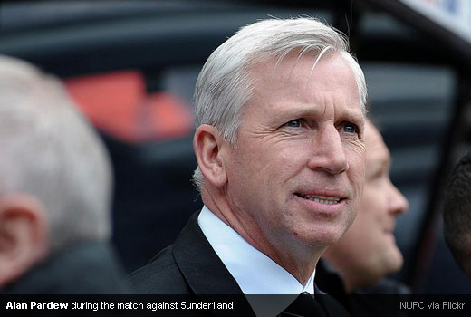 Alan Pardew during the match against 5under1and