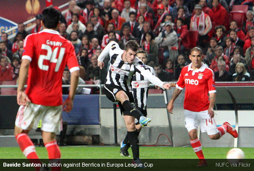 Davide Santon in action against Benfica in Europa League Cup