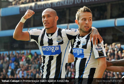 Yohan Cabaye in Premierleague match against Aston Villa