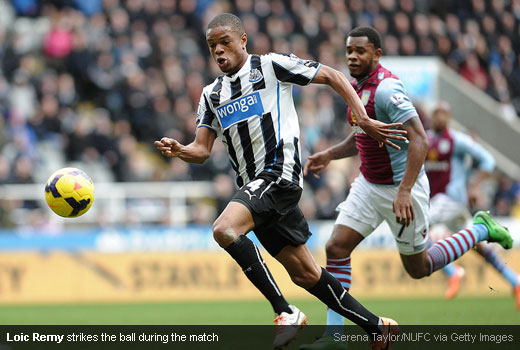 Loic Remy strikes the ball during the match